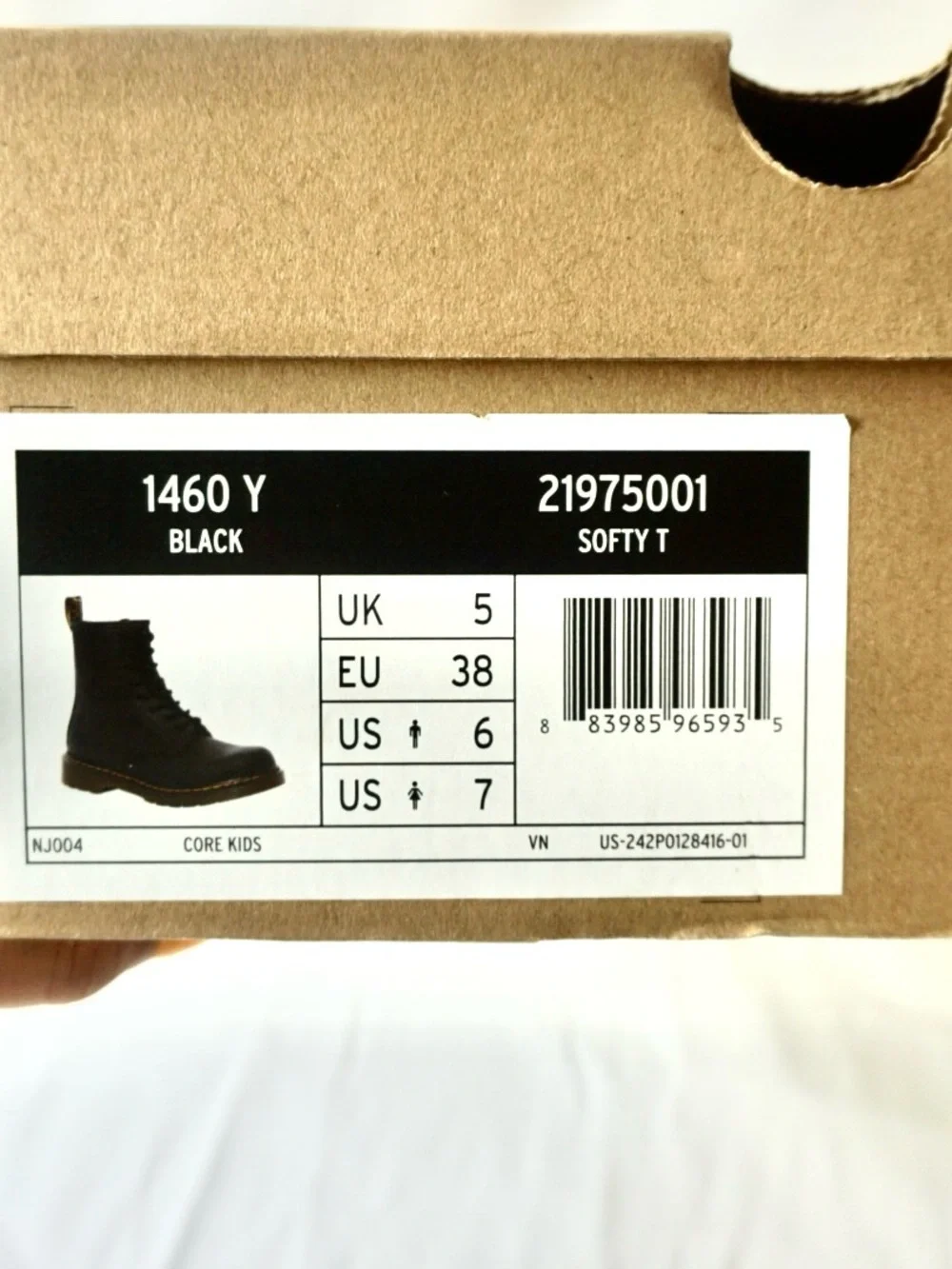 Dr. Martens Black Leather Lace-Up Kids Boots